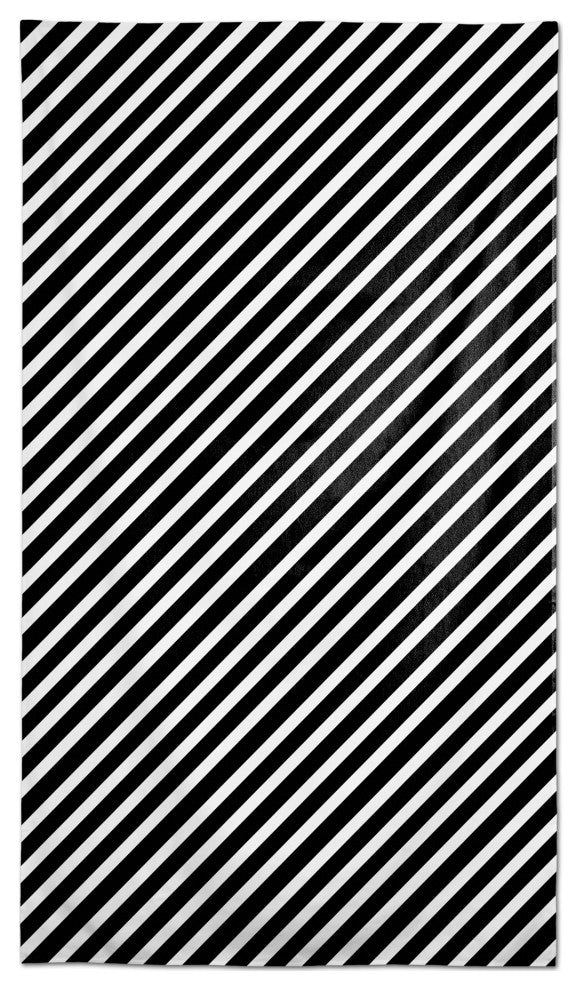 Black Candy Stripes 58 x 102 Outdoor Tablecloth