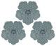 Set of 3 Blue Metal Flowers Wall Decor
