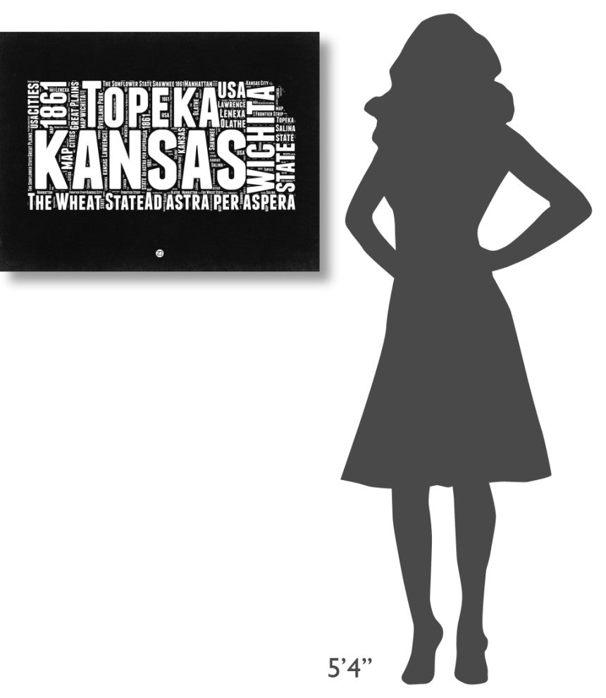 "Kansas Black and White Map" Fine Art Print