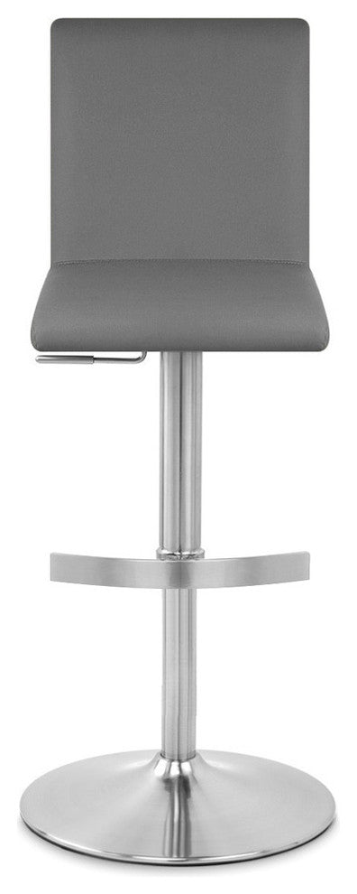 Coveteur Bar Stool Slate Leatherette Brushed Stainless Steel Adjustable Base