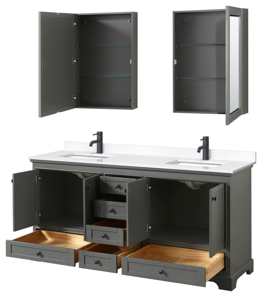 Wyndham Collection WCS202072D-VCA-MED Deborah 72" - White / Carrara Cultured