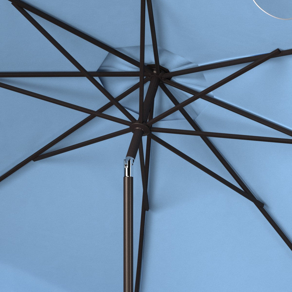 Venice Scallop 9' Crank Outdoor Push Button Tilt Umbrella Baby Blue / White
