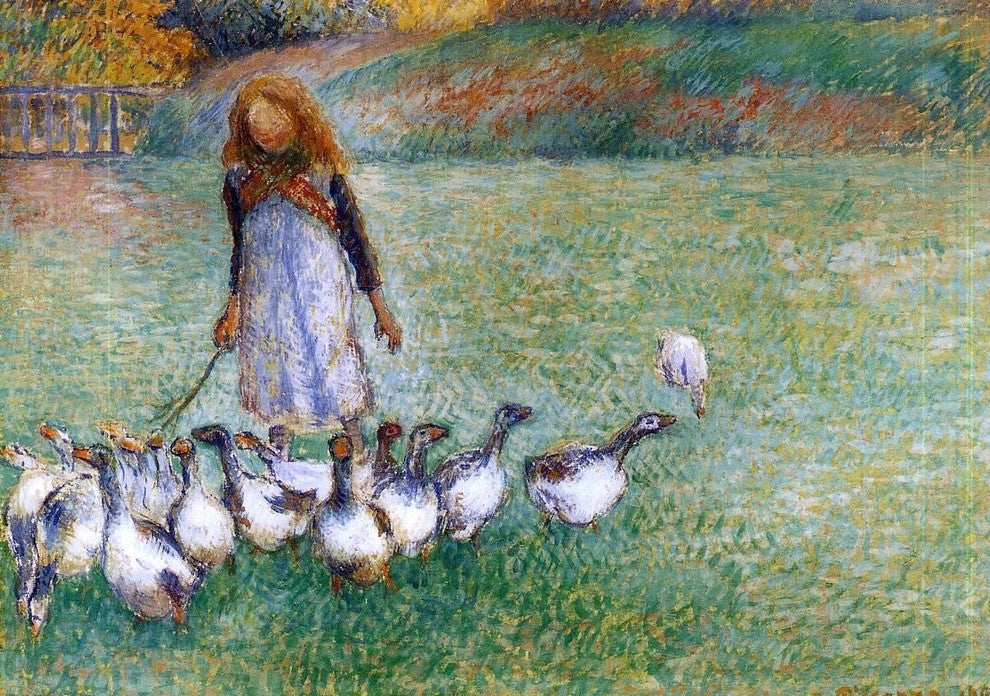Camille Pissarro A Little Goose Girl, 18"x27" Gallery Wrapped Canvas Print