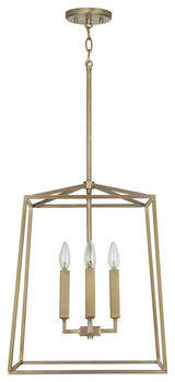 Thea Four Light Foyer Pendant, Aged Brass