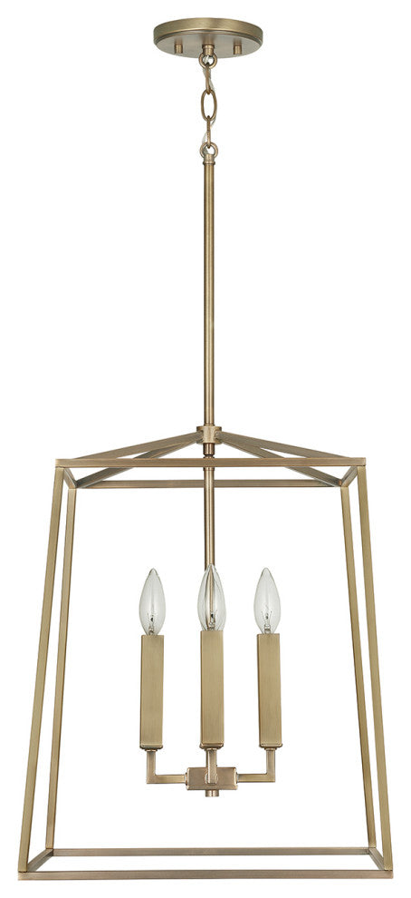 Thea Four Light Foyer Pendant, Aged Brass