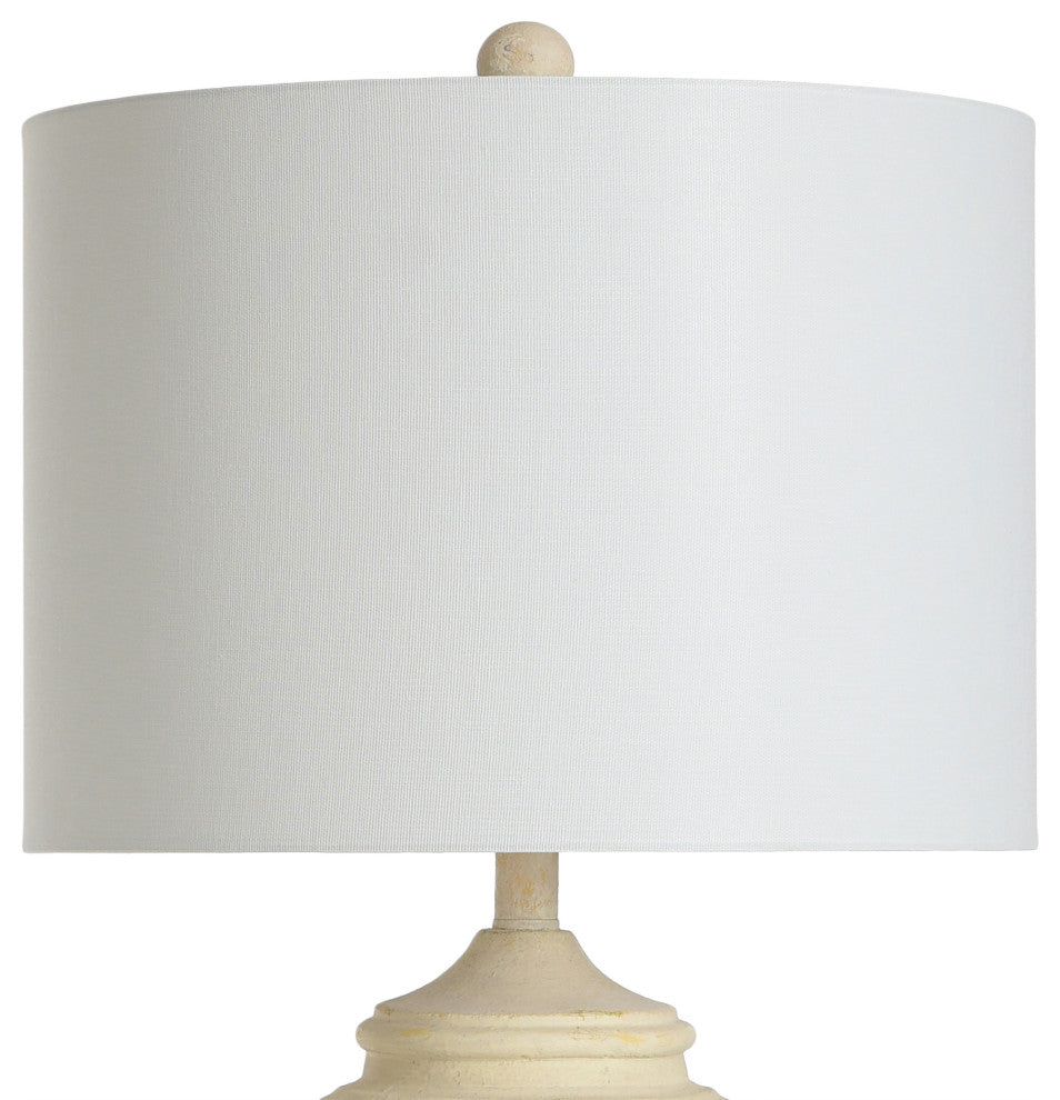 Charlotte Polyresin Table Lamp 32"H, Cream, Textured Finish, Off-White Linen Hardback Shade