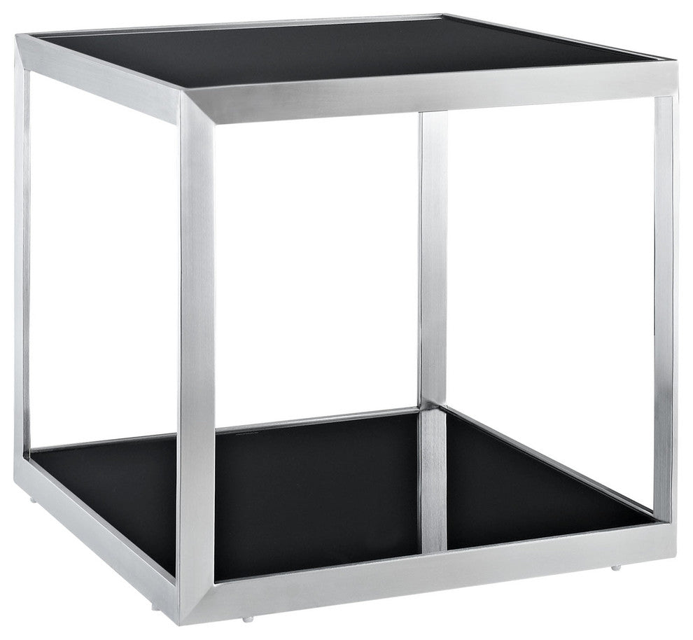 Modern Contemporary Living Room Glass Box Side Table Black
