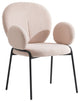 Celestial Boucle Dining Chairs Modern Upholstered with Iron Legs, Beige
