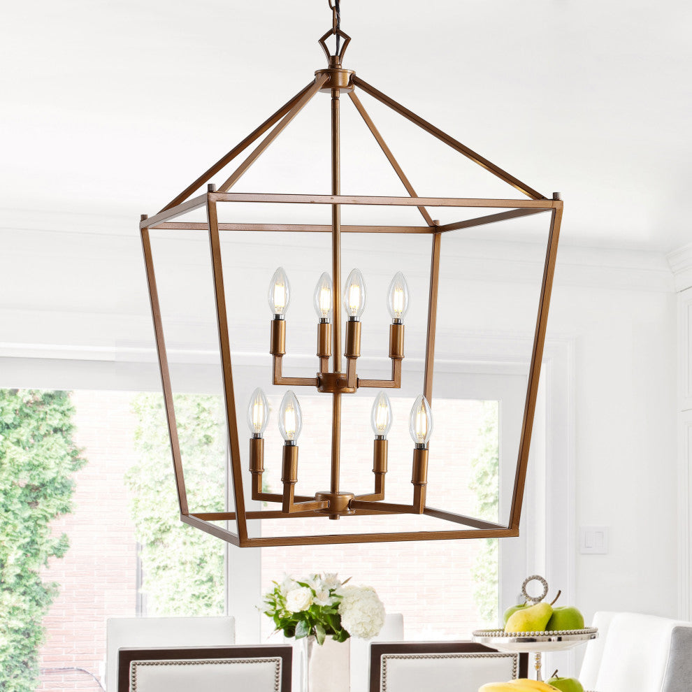 Pagoda Lantern Metal LED Pendant, Antique Gold, Width: 20"