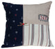 Casual Square Grey Nautical Anchor Accent Pillow, White, Blue, Red,tan, Patch