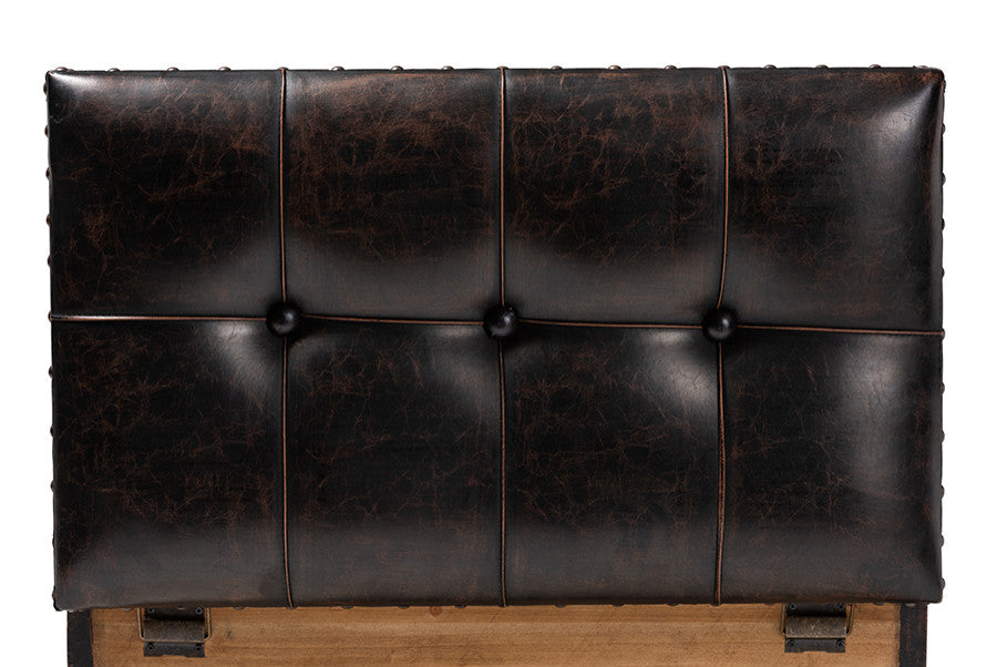 Marelli Rustic Dark Brown Faux Leather 2-Piece Storage Trunk Ottoman Set of 2