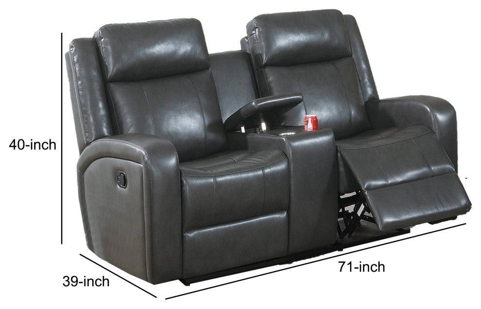 Benzara BM233103 Upholstered Power Loveseat, USB Port and Padded Headrest, Black