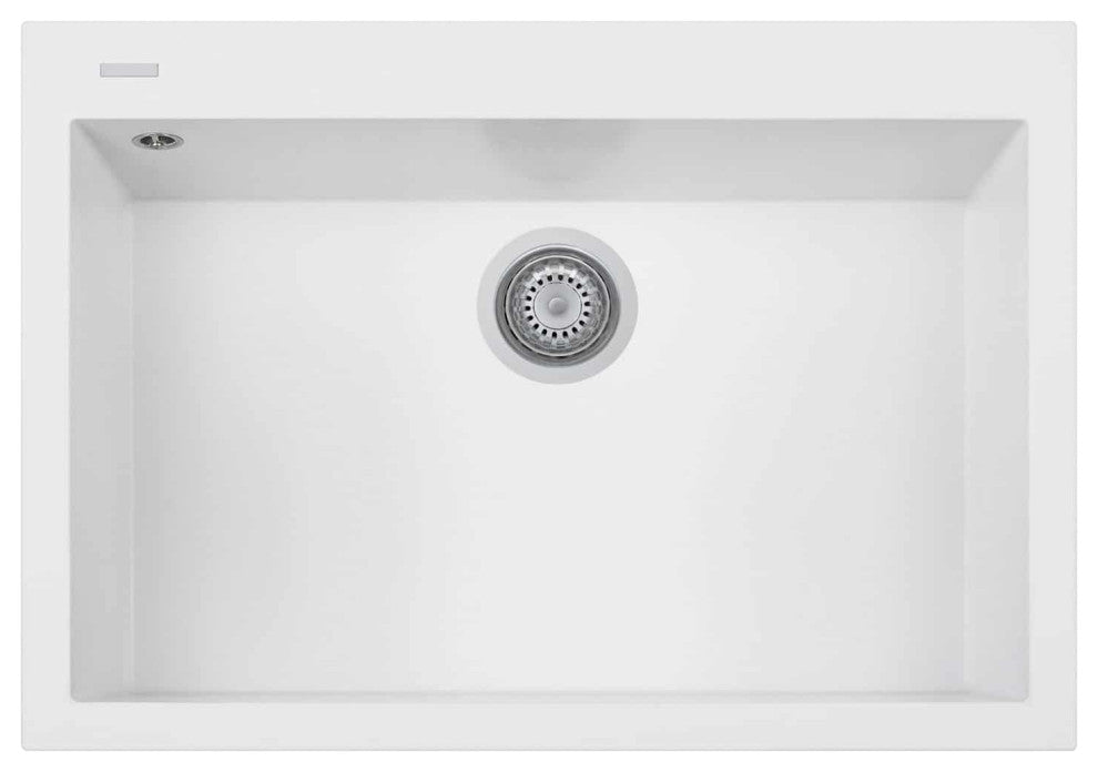 One Series 30" Drop-In Single-Bowl Granite Sink, Milk White