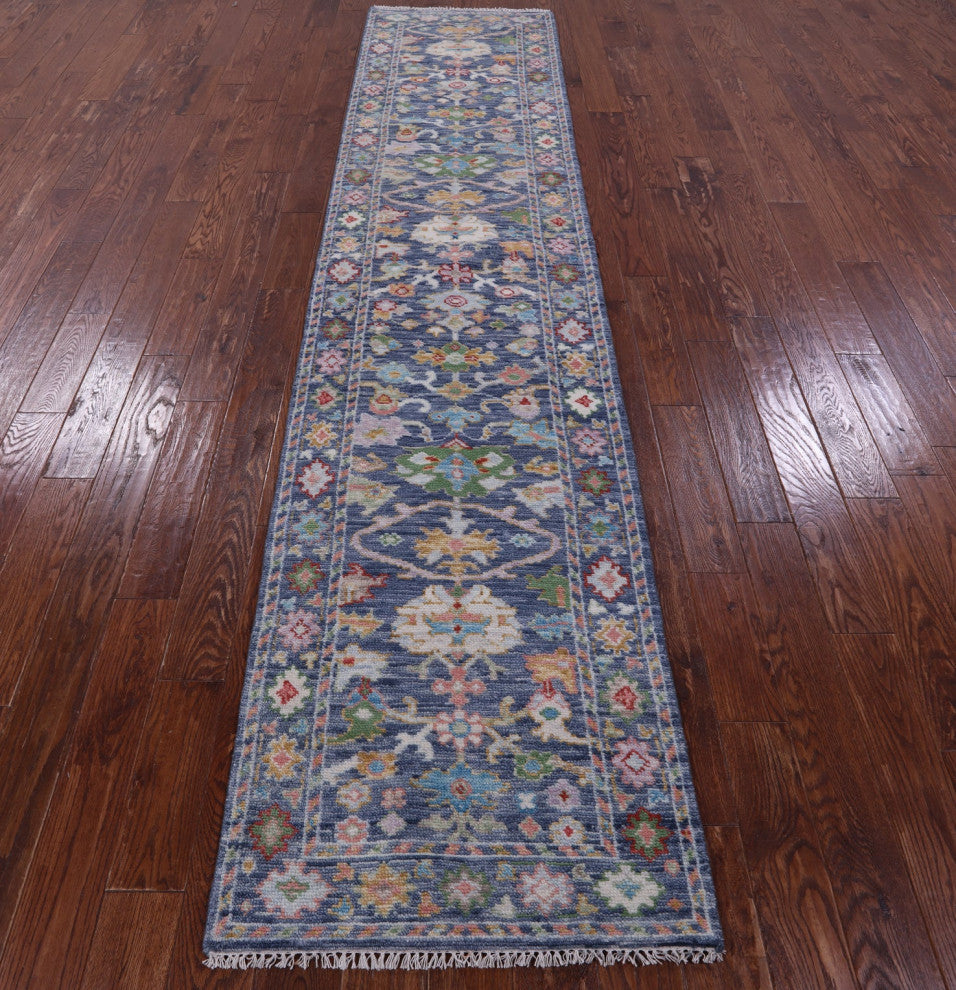 Runner Turkish Oushak Handmade Rug 2' 7" X 12' 3" - Q13453