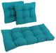 Square Spun Polyester Outdoor Tufted Settee Cushions, 3-Piece Set, Aqua Blue