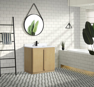Lucas Bathroom Vanity, Washed Oak, 36", Single Sink, Freestanding
