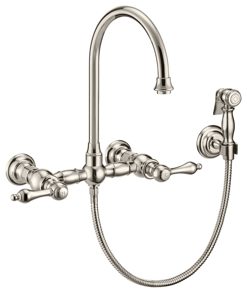 Vintage III Plus Wall Mount Faucet With a Long Gooseneck Swivel Spout, Lever Ha