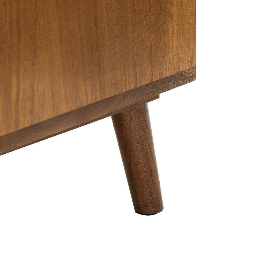 2-Door Accent Storage Cabinet, Solid Wood and Rattan, Cherry