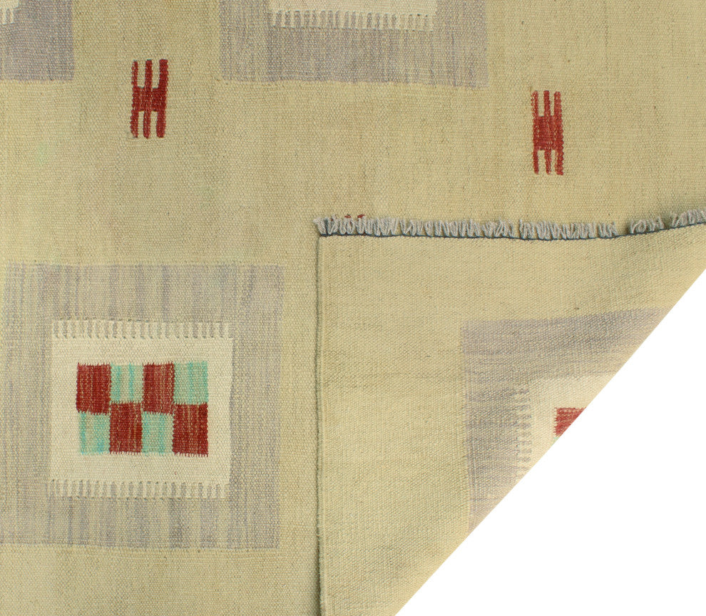 Modern Flatweave Azime Beige/Gray Rug, 5'7x8'3