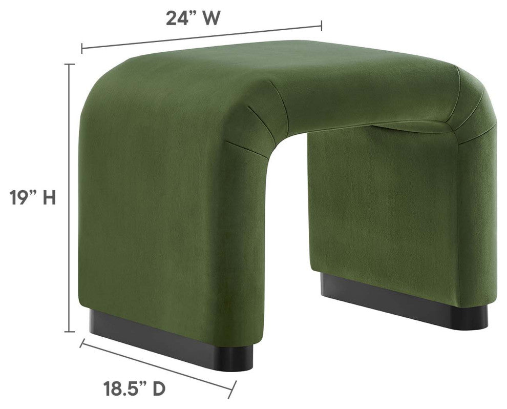 Koda Performance Velvet Waterfall Stool - Black Moss Green