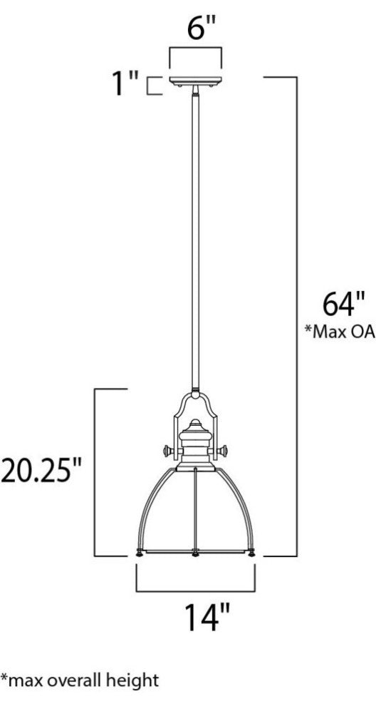 Maxim  25003CLBZ  One Light Pendant  HiBay  Bronze