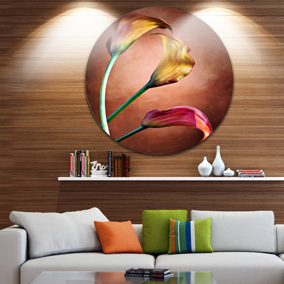 Zantedeschia Aethiopica, Floral Disc Metal Artwork, 11"