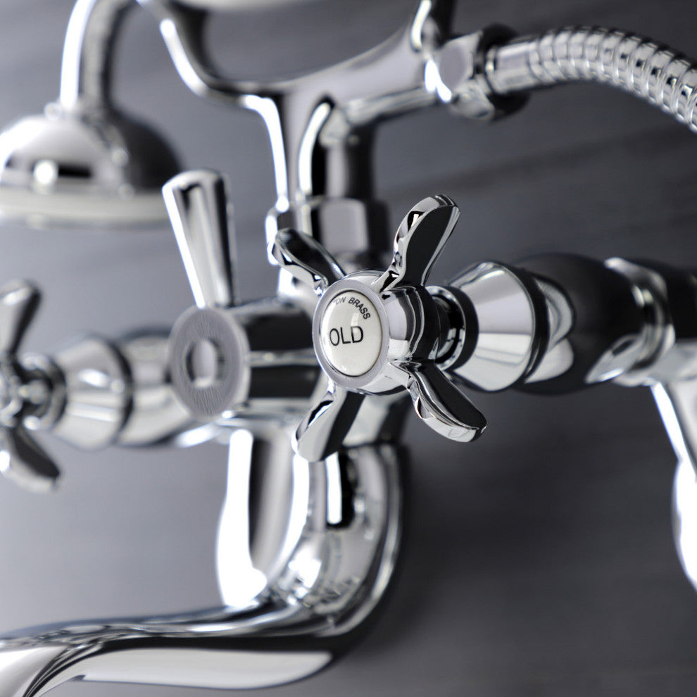 KS246C Wall Mount Clawfoot Tub Faucet With Hand Shower, Polished Chrome