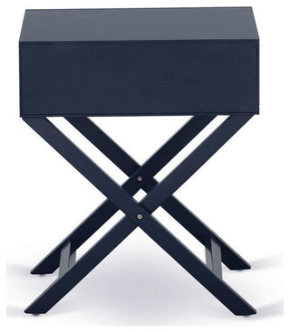 Hamilton Square Night Stand End Table With Drawer, Navy Blue Finish