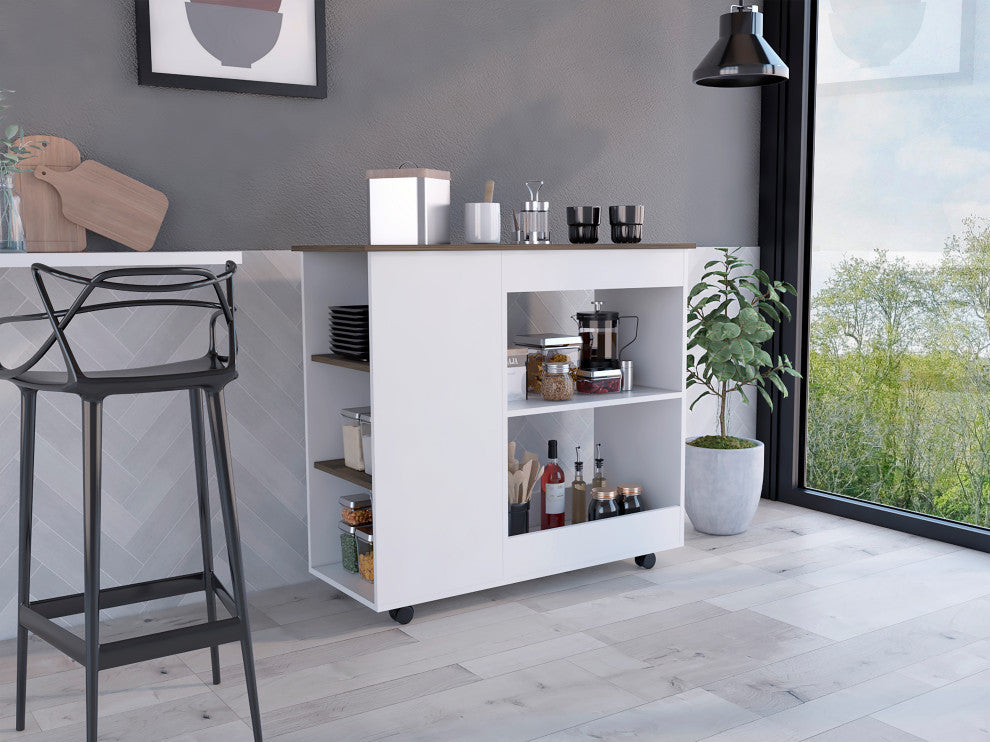 Arizona Kitchen Cart /White-Dark Brown