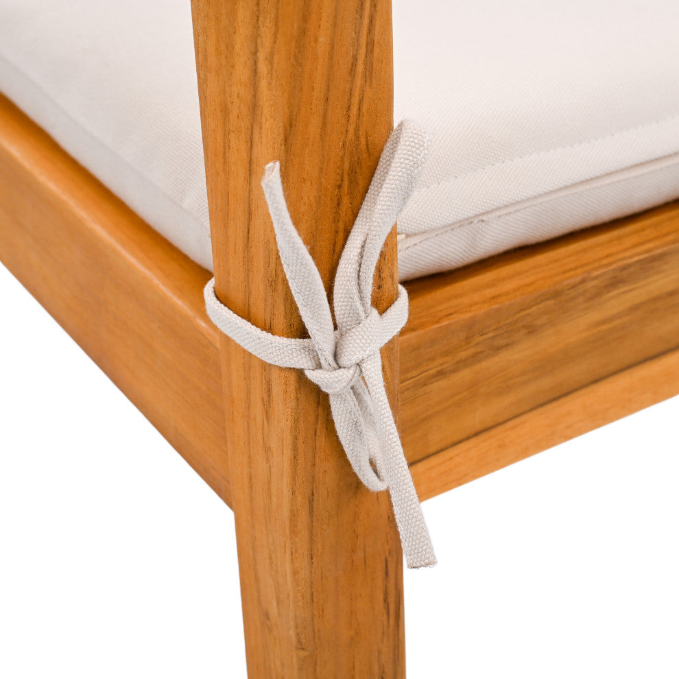 Safavieh Couture Indoor-Outdoor Mayaguana Teak Dining Chair, Natural/White