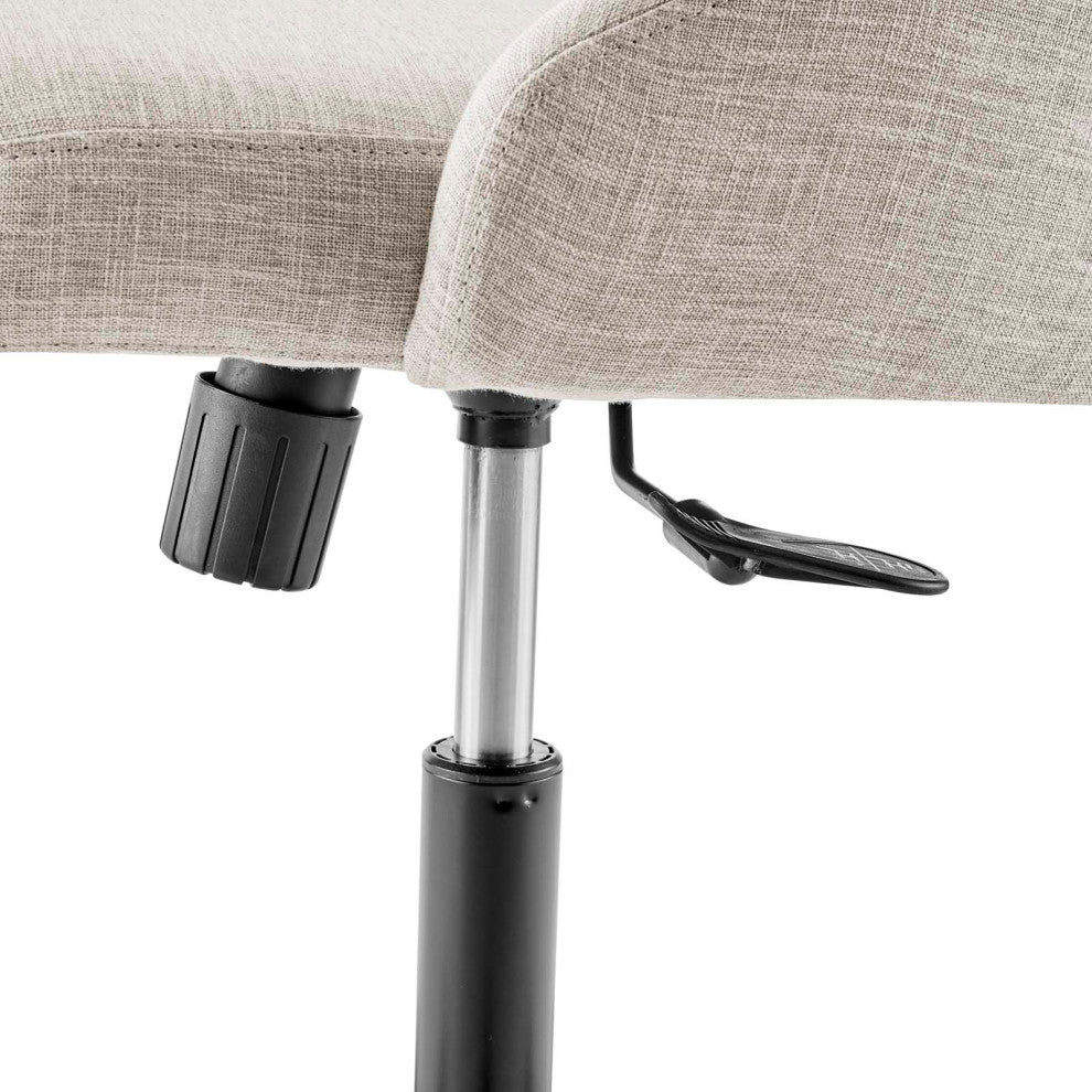 Computer Work Desk Swivel Tufted Chair, Fabric, Black Beige, Modern, Home Office