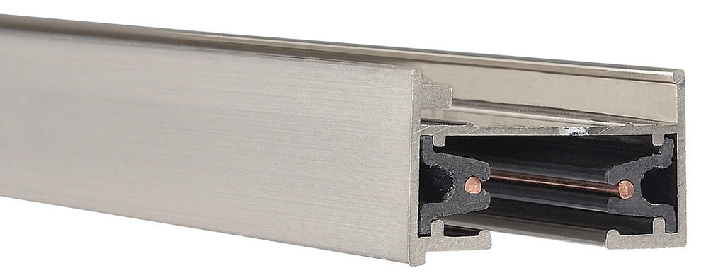 WAC Lighting L Track 4' Single Circuit 120V with 2 Endcaps in Brushed Nickel