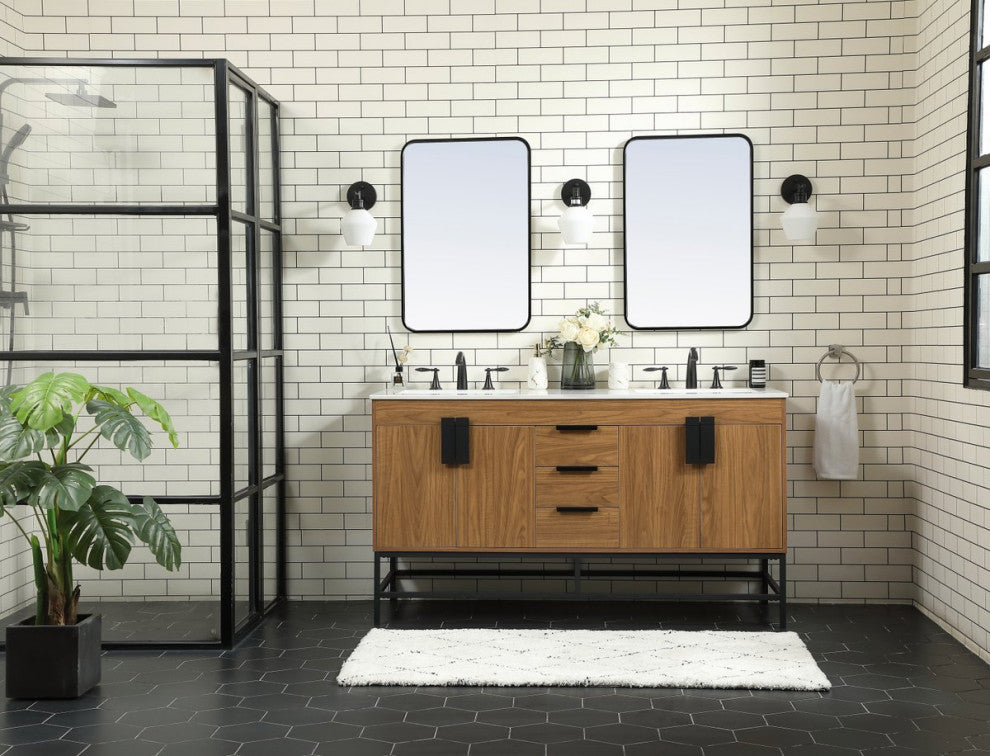 Home Living 22" Modern Walnut Brown-Light Bathroom Vanity
