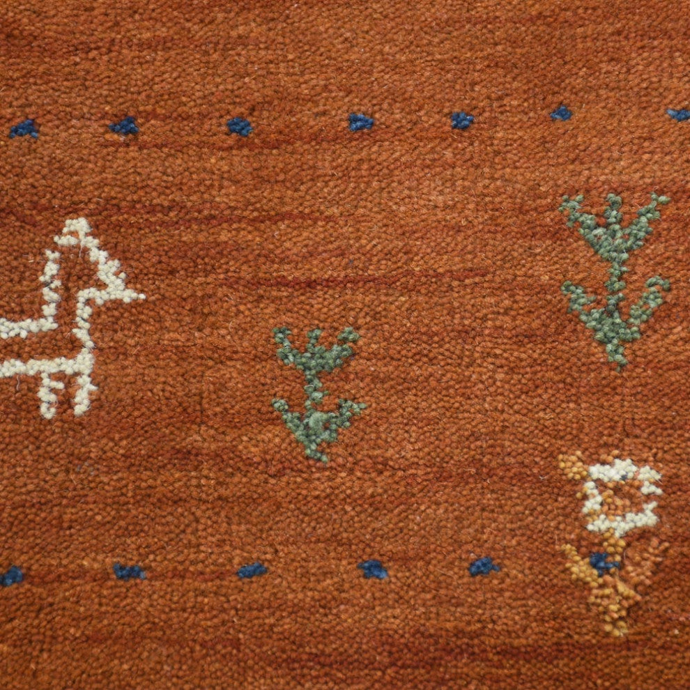 HAND KNOTTED LOOM WOOL ECO-FRIENDLY AREA RUGS- Rectangle, Orange, Contemporary