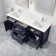 Kali Vanity with Power Bar and Drawer Organizer, Navy Blue, 72"