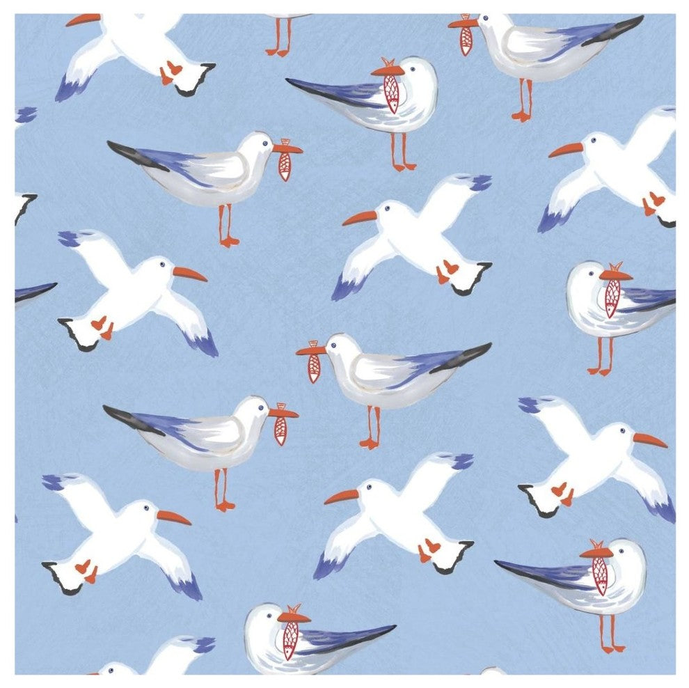 "Coastal Birds Pattern II" Digital Paper Print by Farida Zaman, 42"x42"