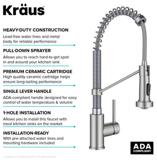 Bolden Commercial Style 2-Function Pull-Down 1-Handle 1-Hole Kitchen Faucet, Stainless Steel/ Chrome