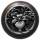 River Iris Wood Knob, Antique Brass, Dark Walnut Wood Finish, Antique Pewter