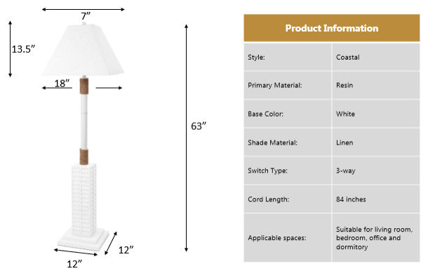Floor Shutter 63" Polyresin Coastal Floor Lamp off white, 1pk