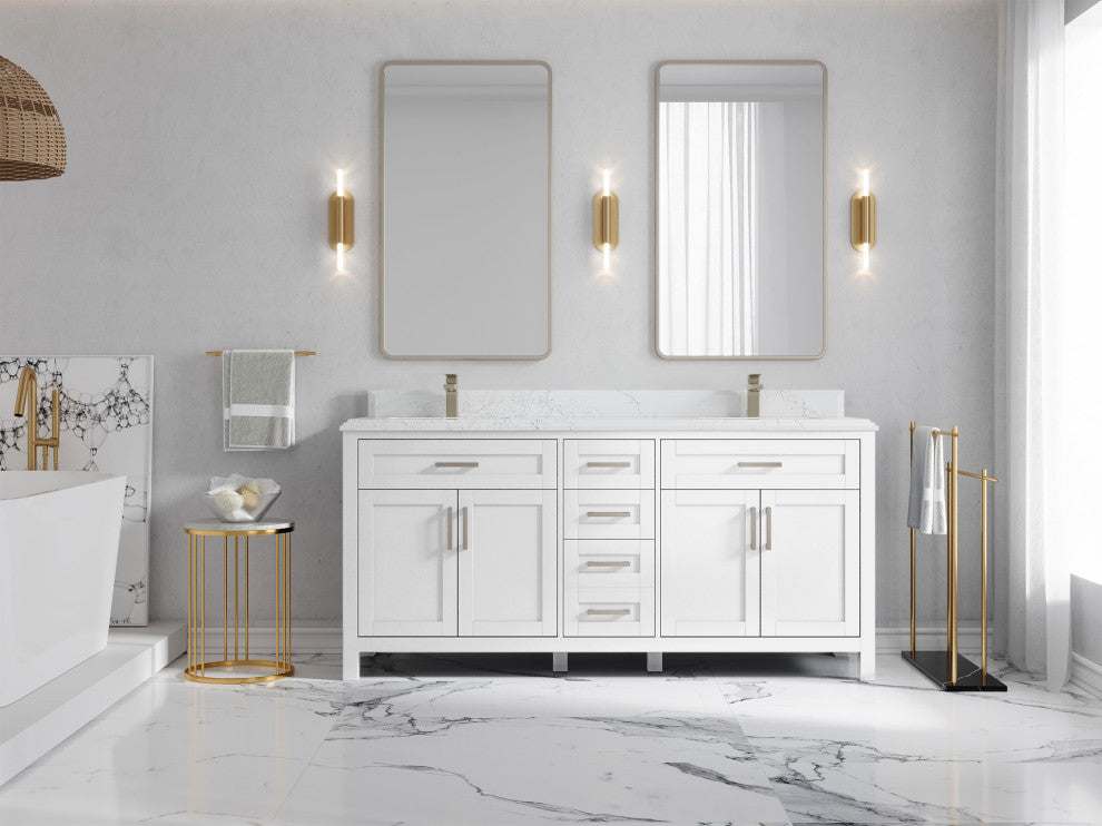 Cambridge 72 Double Sink Bath Vanity in White 1.5" Empira Quartz
