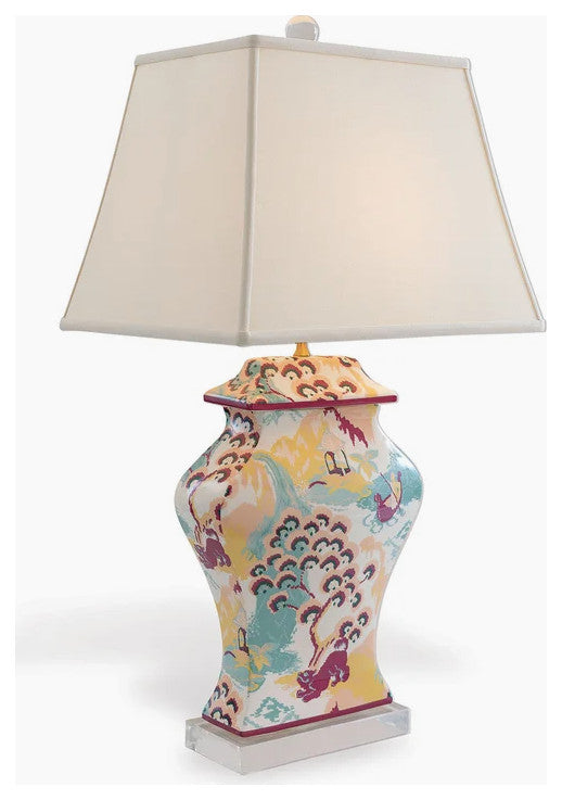 Canton Porcelain Table Lamp, Coral