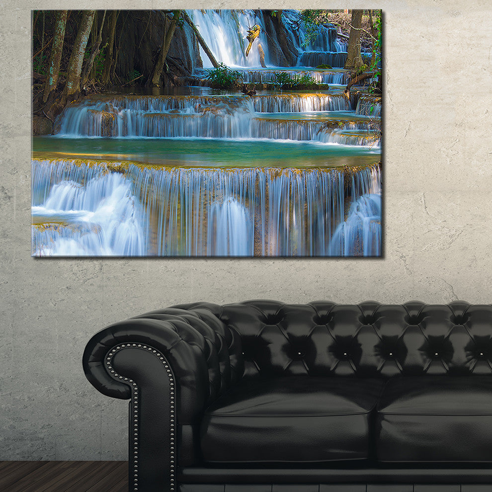 "Deep Forest Waterfall, Thailand" Landscape Canvas Photo Print, 32"x16"