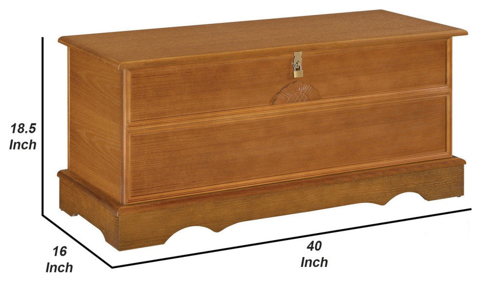 Benzara BM242722 Chest With Molded Details and Lift Top Hidden Storage, Brown