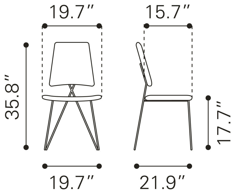 Chloe Dining Chair, Set of 2 Gray & Gold