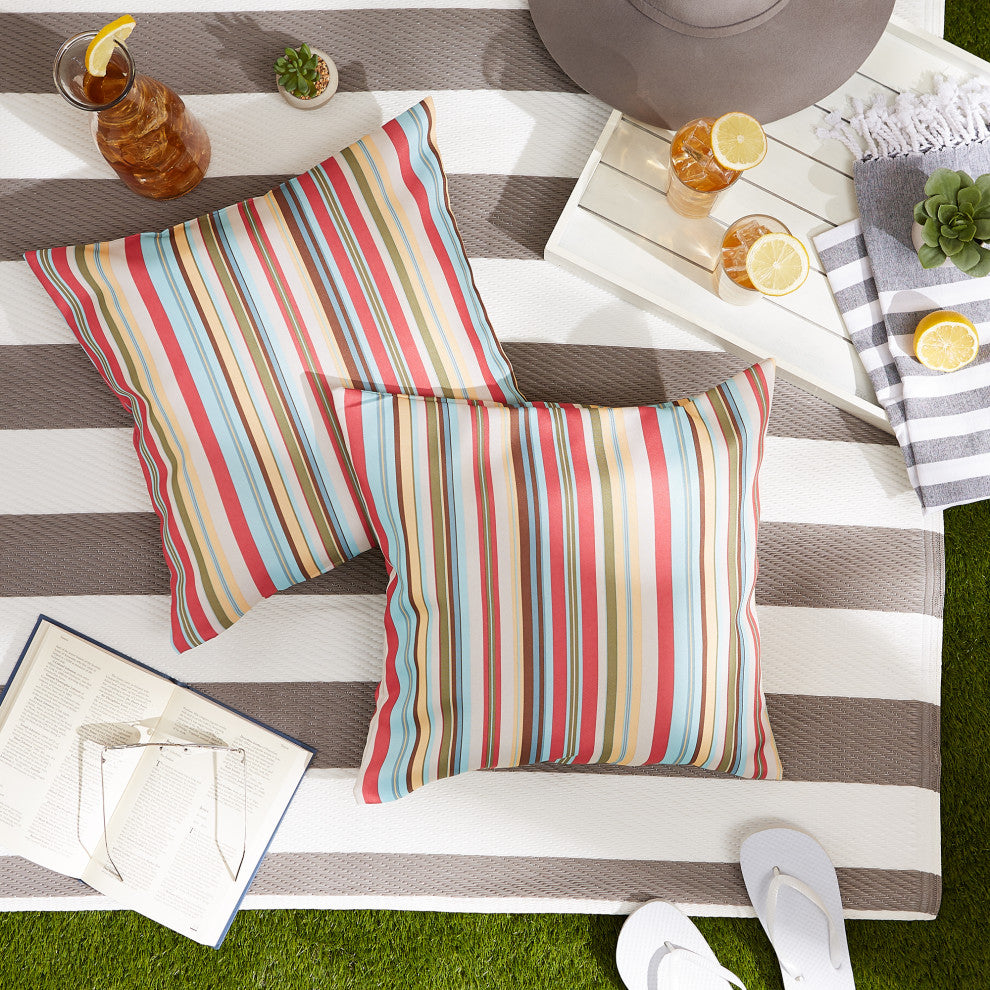 Summer Stripe Outdoor Pillow Cover 18x18 (Set of 2)