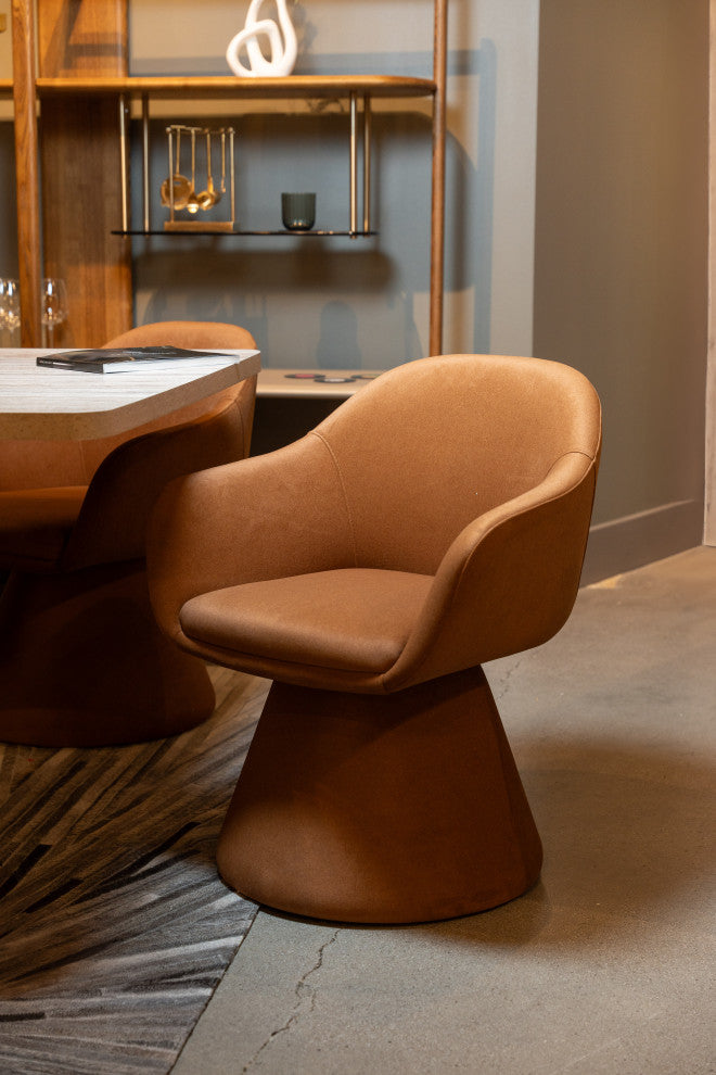 Modrest Risa Modern Rust Fabric Swivel Dining Chair