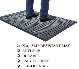 Wavy 100% Rubber Clean Step Scraper Doormat, 24"x36"