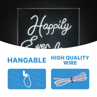 Happily Ever After 23.63" Square Acrylic Box USB Operated LED Neon Light, White