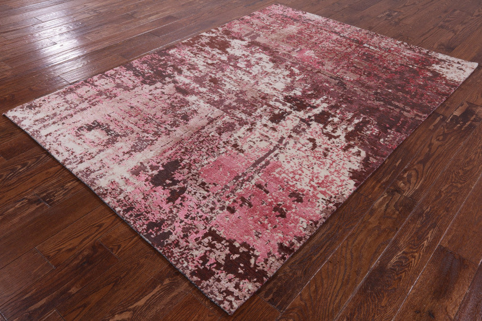 Handmade Abstract Wool and Silk Rug 5' 0" X 7' 0" Q7080