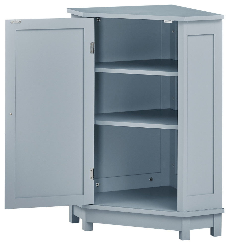32" Freestanding Triangle Corner Bathroom Storage Cabinet, Blue
